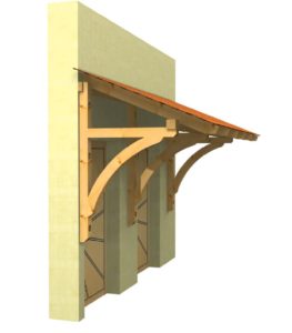 breites Holzvordach fuer zwei Haustueren
