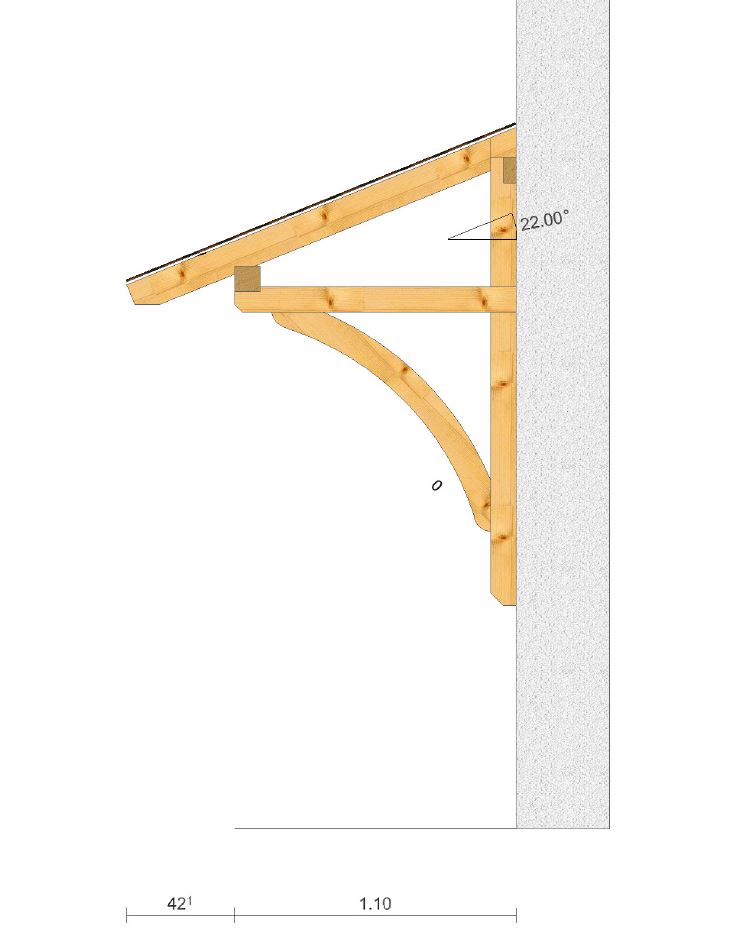 breites Holzvordach fuer zwei Haustueren Seitenansicht
